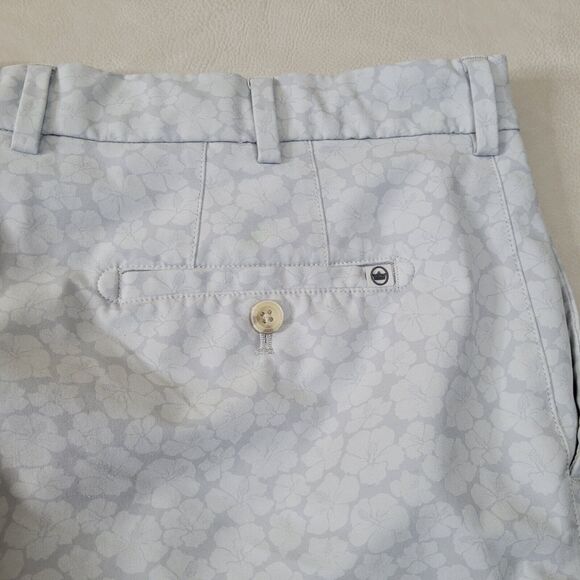 Men's Peter Millar Gray Floral Pattern Stretch Flat Front Chino Golf Shorts 40 - Picture 9 of 11